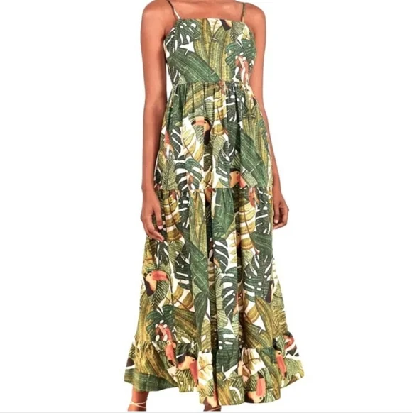 FARM Rio Green Tropical Parrot Print Maxi Dress - Picture 2 of 7